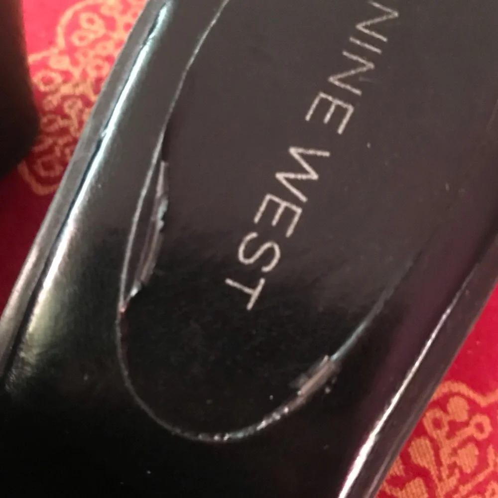 Nine West Y2K Perk Me Up Leather Slide Wedge Black Sandal Size 6.5 - Picture 7 of 7